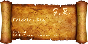 Fridrich Ria névjegykártya